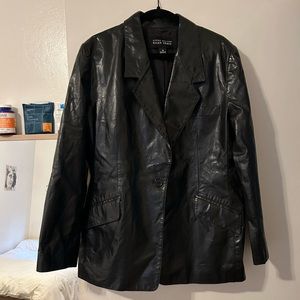 Black Leather Blazer Style Jacket